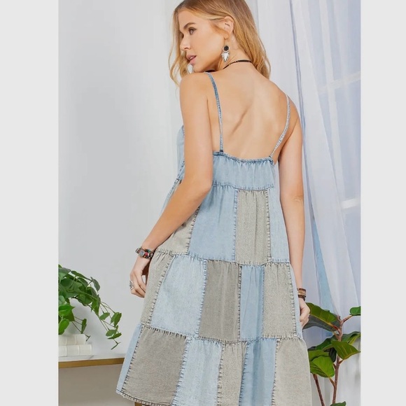 Boho Patchwork Denim Dress - Picture 4 of 10